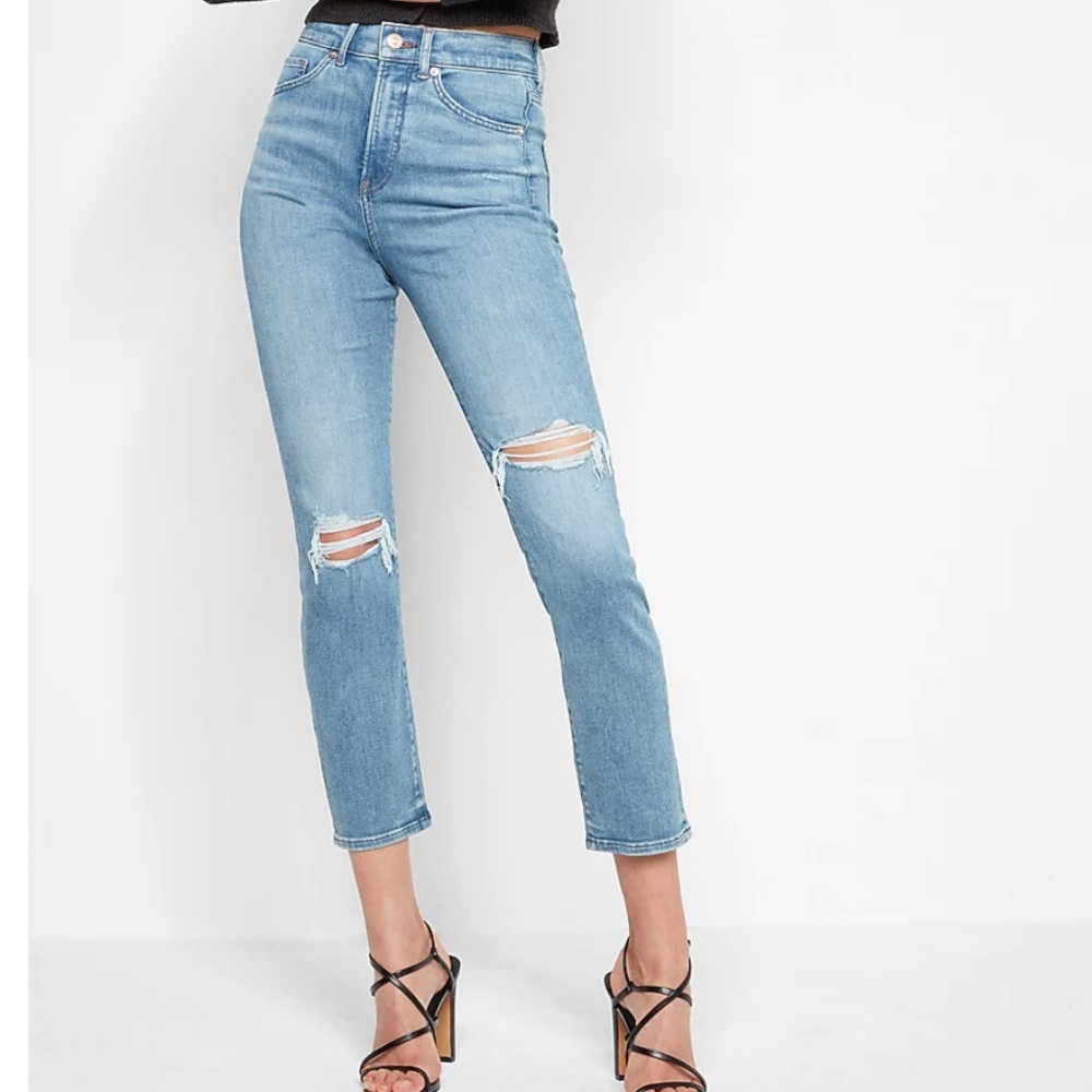 EXPRESS MODERN STRAIGHT SUPER HIGH RISE JEANS